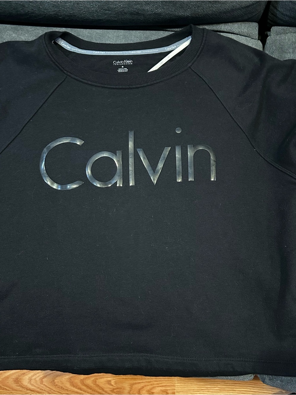 Calvin Klein Performance Oversized Crewneck Pullover Sweatshirt Glossy Logo M